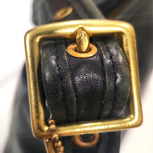 Vintage Coach Slim Black Leather Duffle Tote Shoulder Bag 9060 - Picture 7 of 16